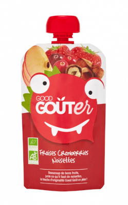 Gourde Fraises Cranberries Noisettes, Good Goût, 1.25€